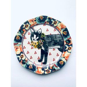 Boho floral husky dog salad plate 8.5"